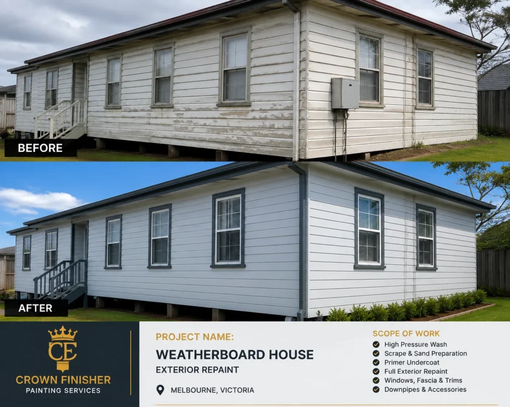 Before and after painting project 35 by Crown Finish Painters Melbourne